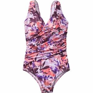 L.L. Bean Shaping Printed Tanksuit One-Piece Swimsuit